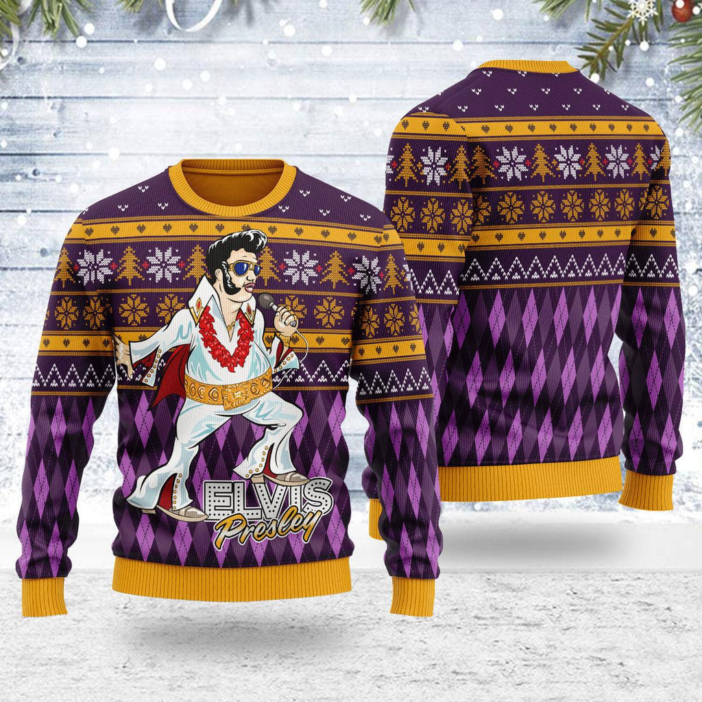 Oodiegang Elvis Fatley Meme Christmas Ugly Sweater - Oodiegang.com