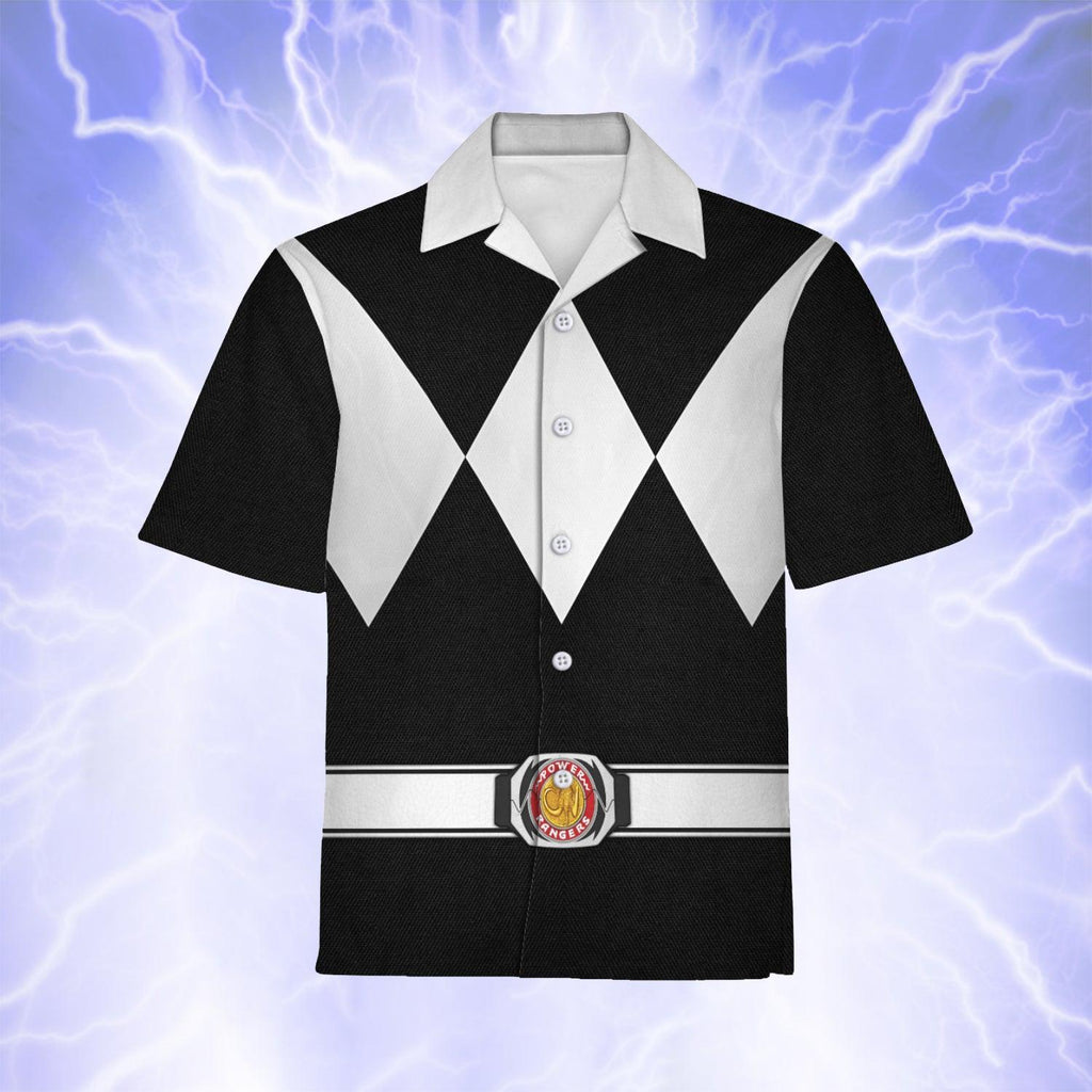 Black Ranger Mighty Morphin Hawaiian Shirt Beach Shorts - CustomsPig.com