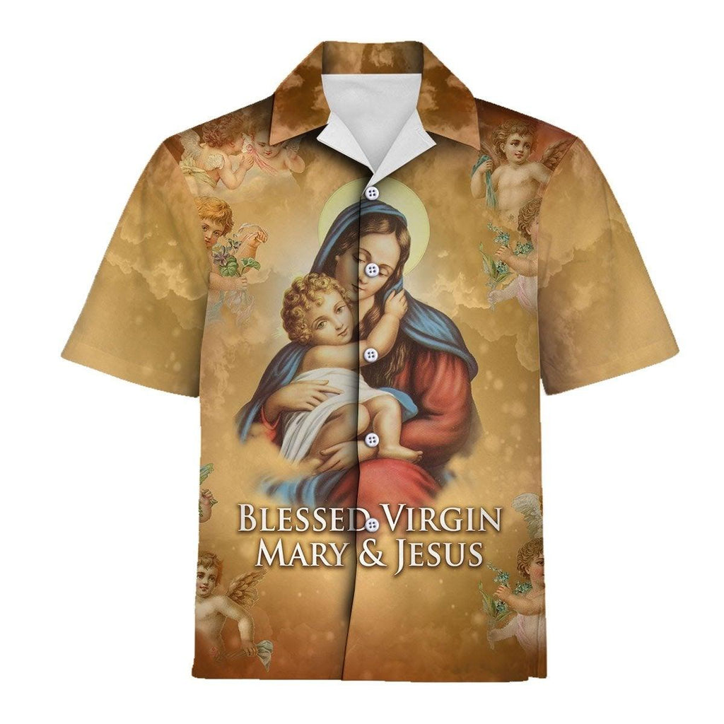 Blessed Virgin Mary & Jesus Hawaiian Shirt - OodieGang.com