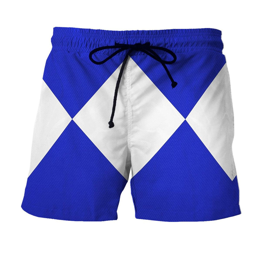 Blue Ranger Mighty Morphin Hawaiian Shirt Beach Shorts - OodieGang.com