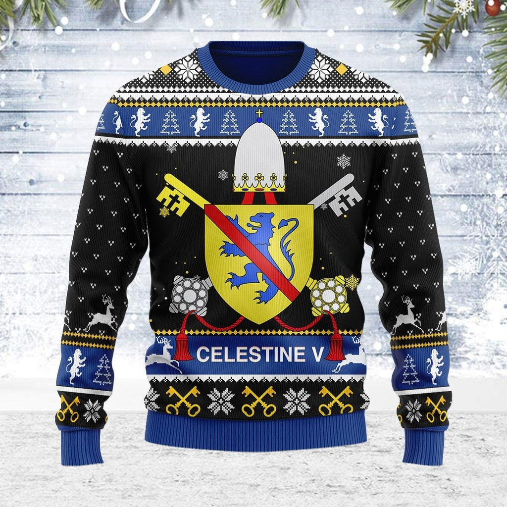 Celestine V Coat of Arms Ugly Christmas Sweater - OodieGang