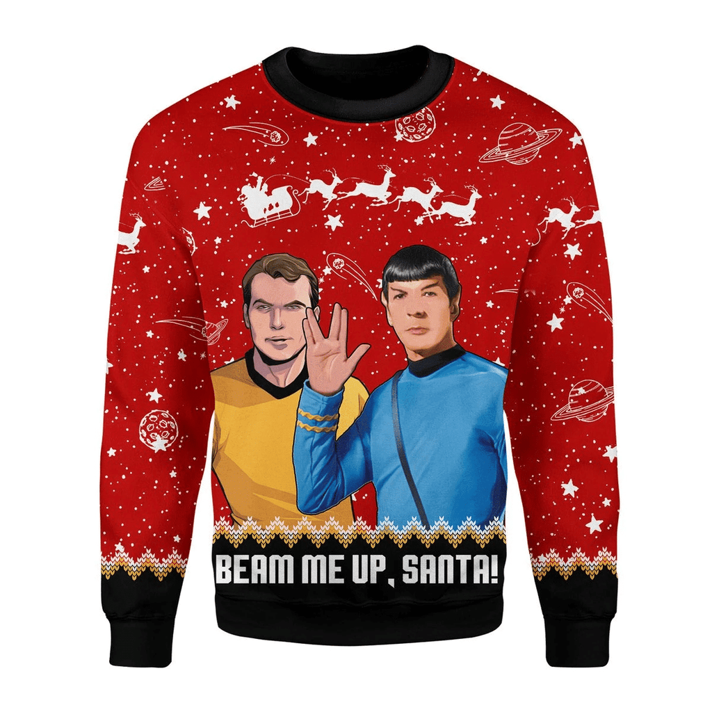 Christmas Sweater Beam Me Up Santa - OodieGang.com