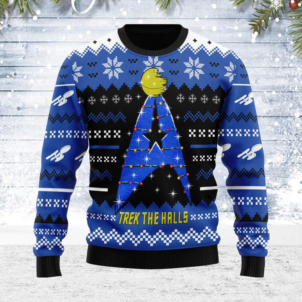 Christmas Sweater Star Trek The Halls Blue - OodieGang.com