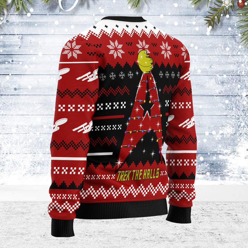 Christmas Sweater Star Trek The Halls Red - OodieGang.com