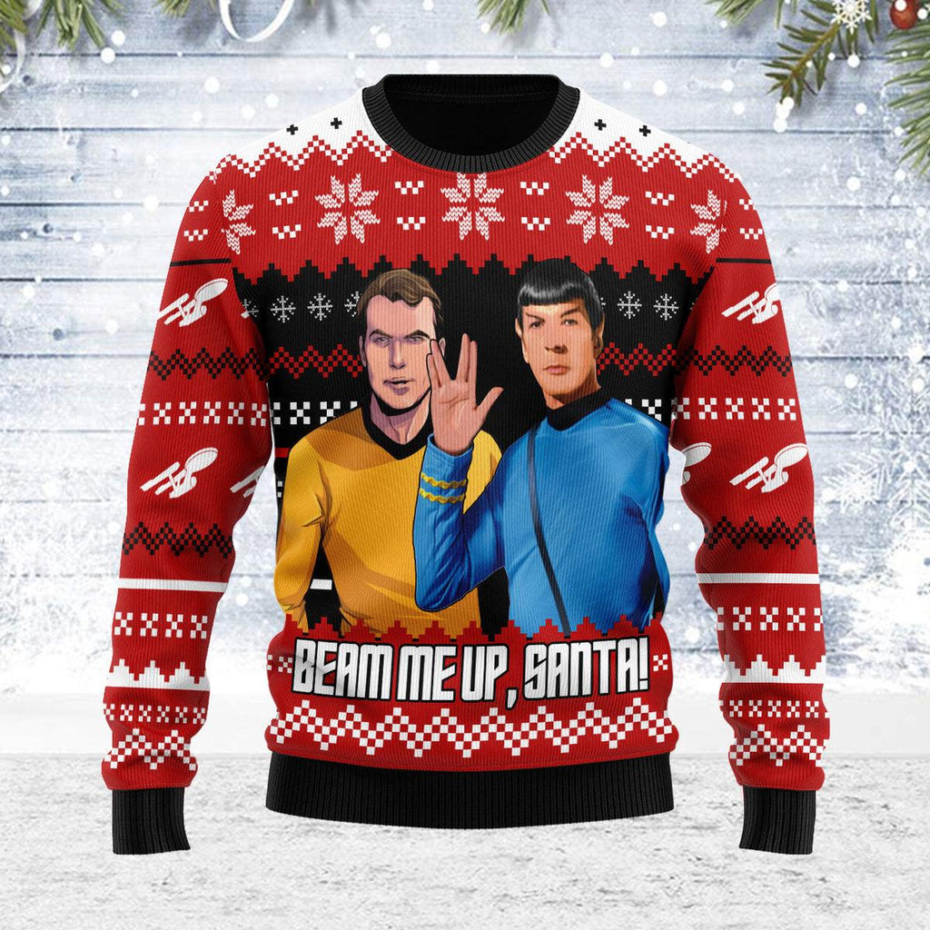 Christmas Wool Sweater Beam Me Up Santa - OodieGang.com