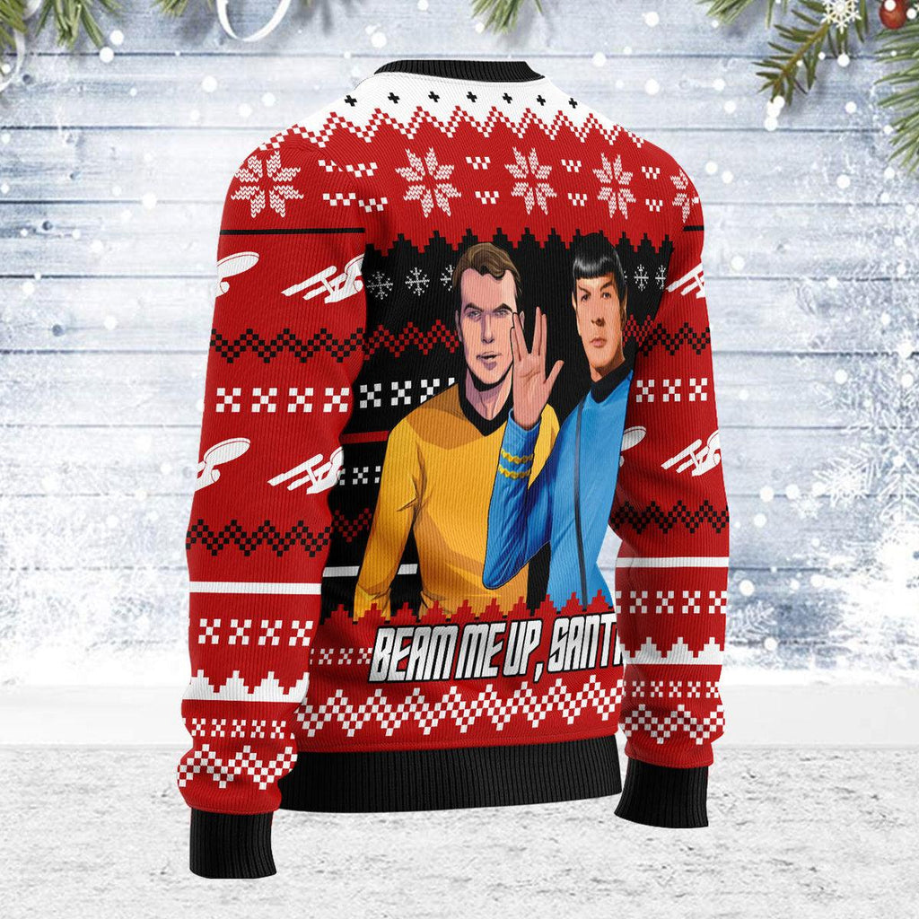 Christmas Wool Sweater Beam Me Up Santa - OodieGang.com