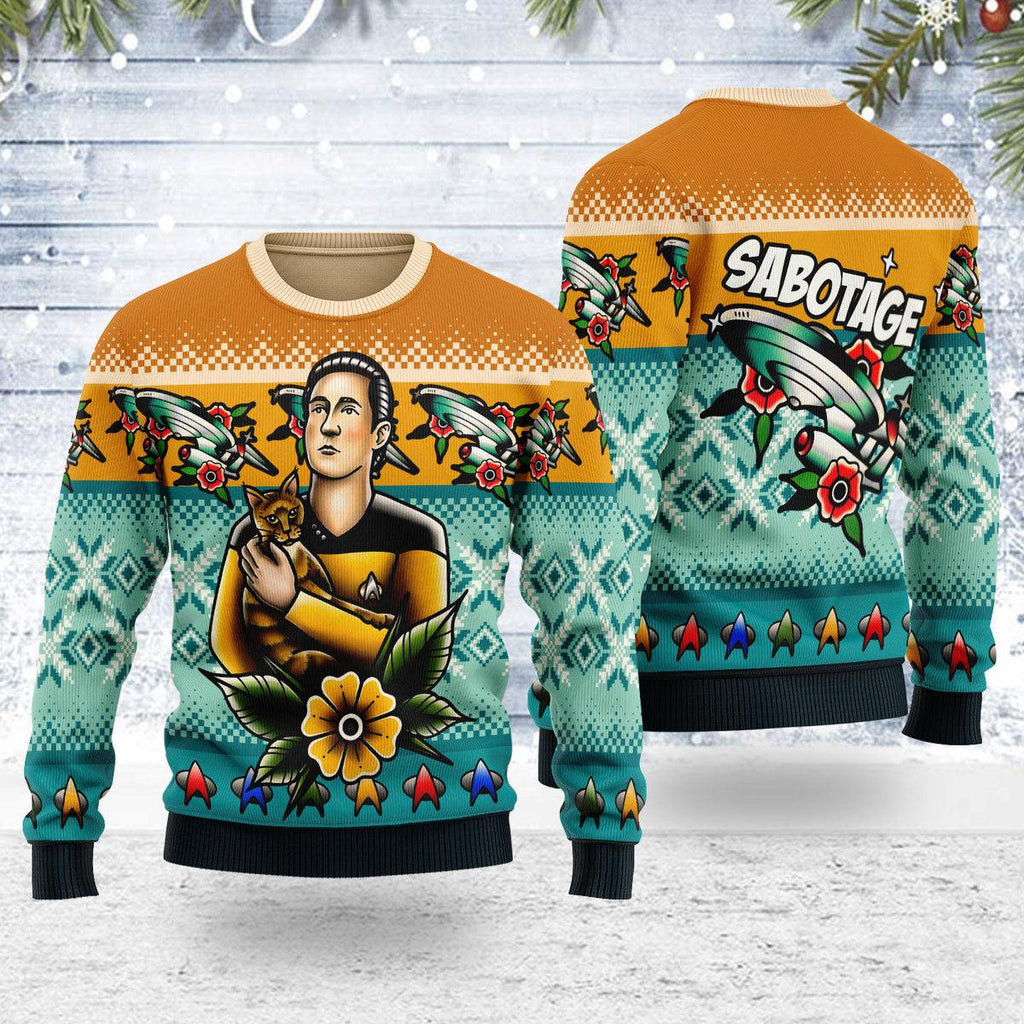 Christmas Wool Sweater Data & Spot Traditional Tattoo Flash Art Print - OodieGang.com