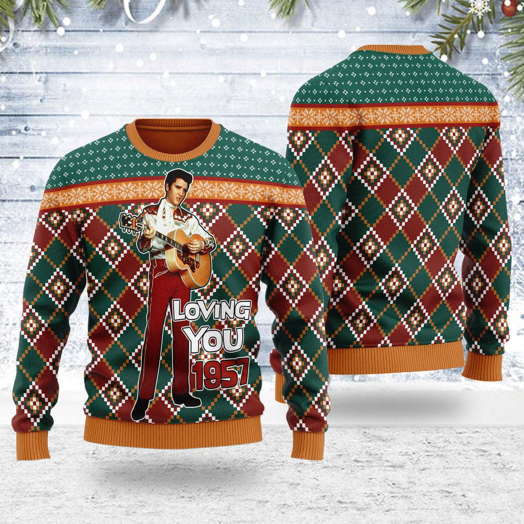 Elvis 'Loving You' 1957 Christmas Ugly Sweater - Oodiegang.com