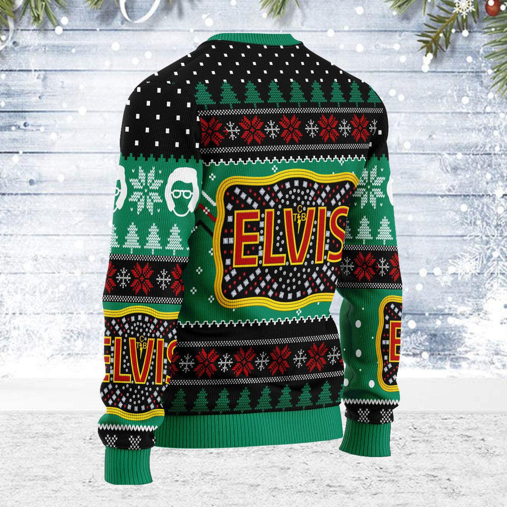 Elvis Presley "Belt buckle" Sign with Rhinestone Christmas Ugly Sweater - Oodiegang.com