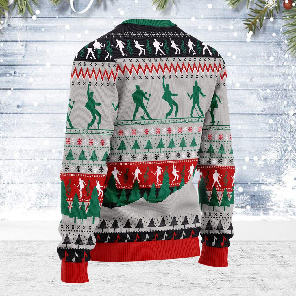 Elvis Presley With Santa Christmas Ugly Sweater - DucG