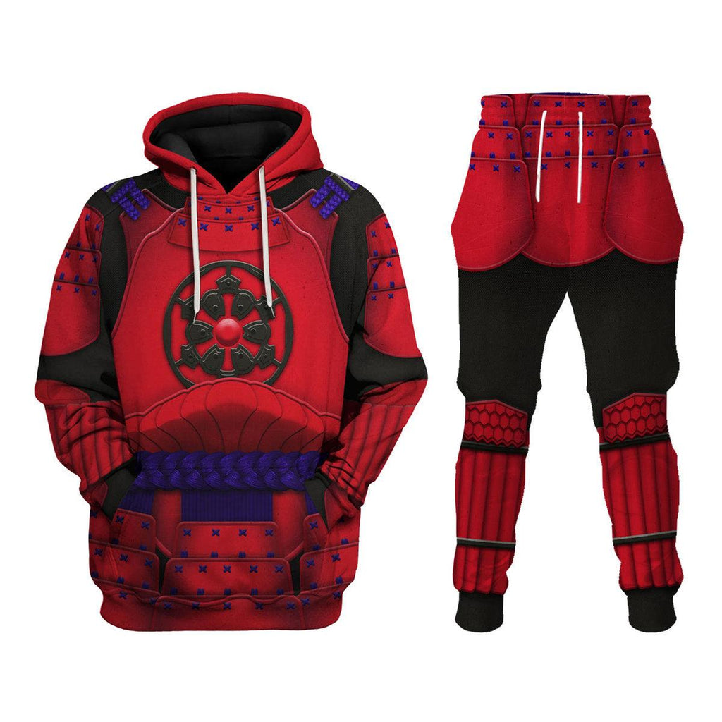 OodieGang Ashigaru Red Akazonae Koyal Guard Costume Hoodie Sweatshirt T-Shirt Sweatpants - OodieGang.com