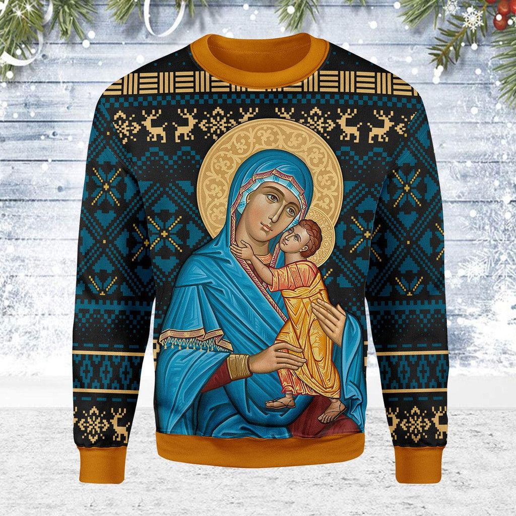 OodieGang Blue Madonna Virgin Mary Christmas Sweater - OodieGang.com