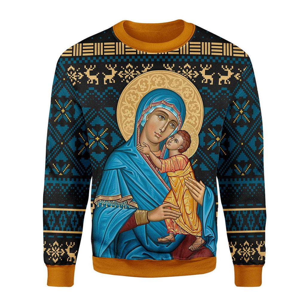 OodieGang Blue Madonna Virgin Mary Christmas Sweater - OodieGang.com