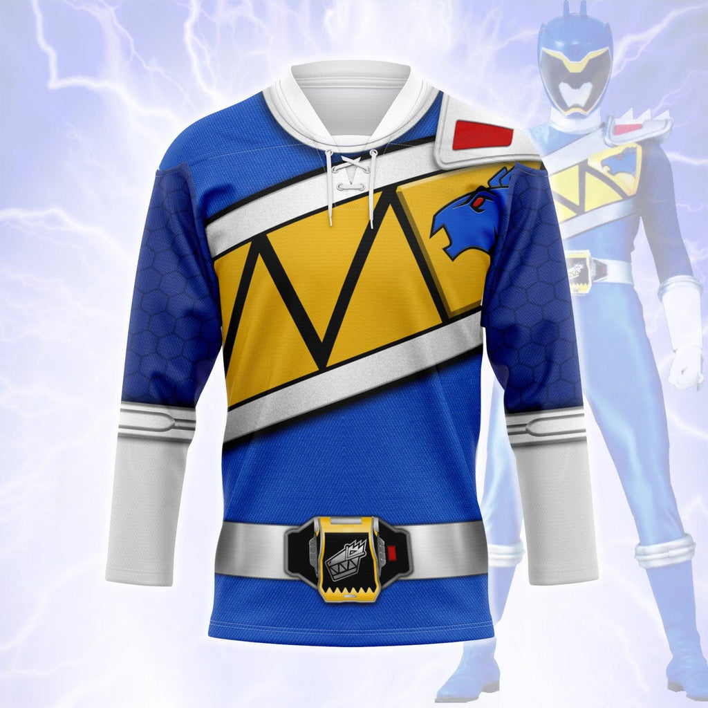 OodieGang Blue Power Rangers Dino Charge Hockey Jersey - OodieGang.com