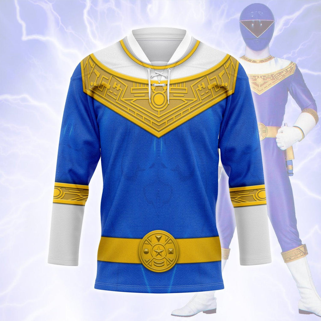 OodieGang Blue Power Rangers Zeo Hockey Jersey - OodieGang.com