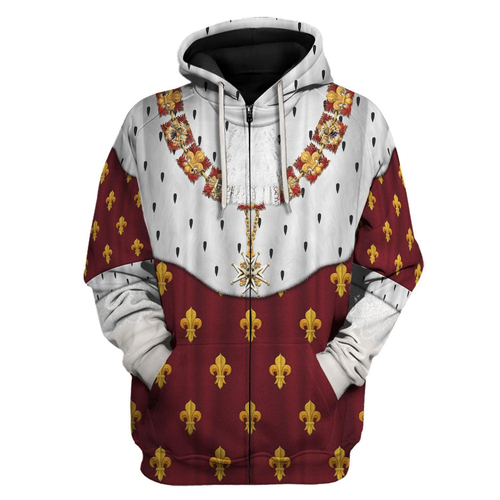 Oodiegang Charles X of France Coronation Robes Red Costume All Over Print Hoodie Sweatshirt T-Shirt Tracksuit - Oodiegang.com