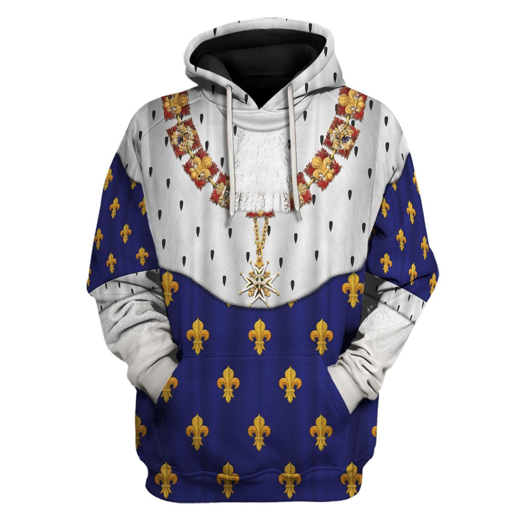 Oodiegang Charles X of France in Coronation Robes Blue Costume All Over Print Hoodie Sweatshirt T-Shirt Tracksuit - Oodiegang.com