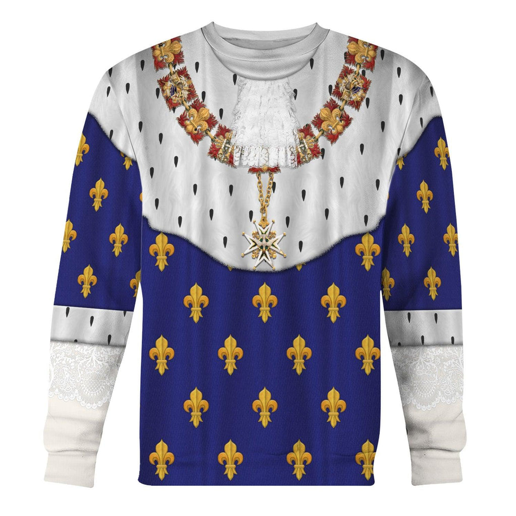 Oodiegang Charles X of France in Coronation Robes Blue Costume All Over Print Hoodie Sweatshirt T-Shirt Tracksuit - Oodiegang.com