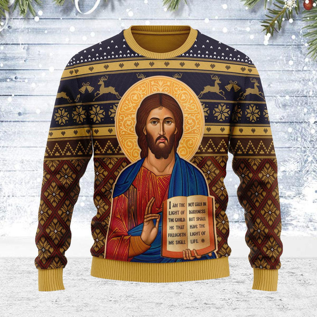 OodieGang Cretan-Style Christ the Teacher Artwork Christmas Sweater - OodieGang.com