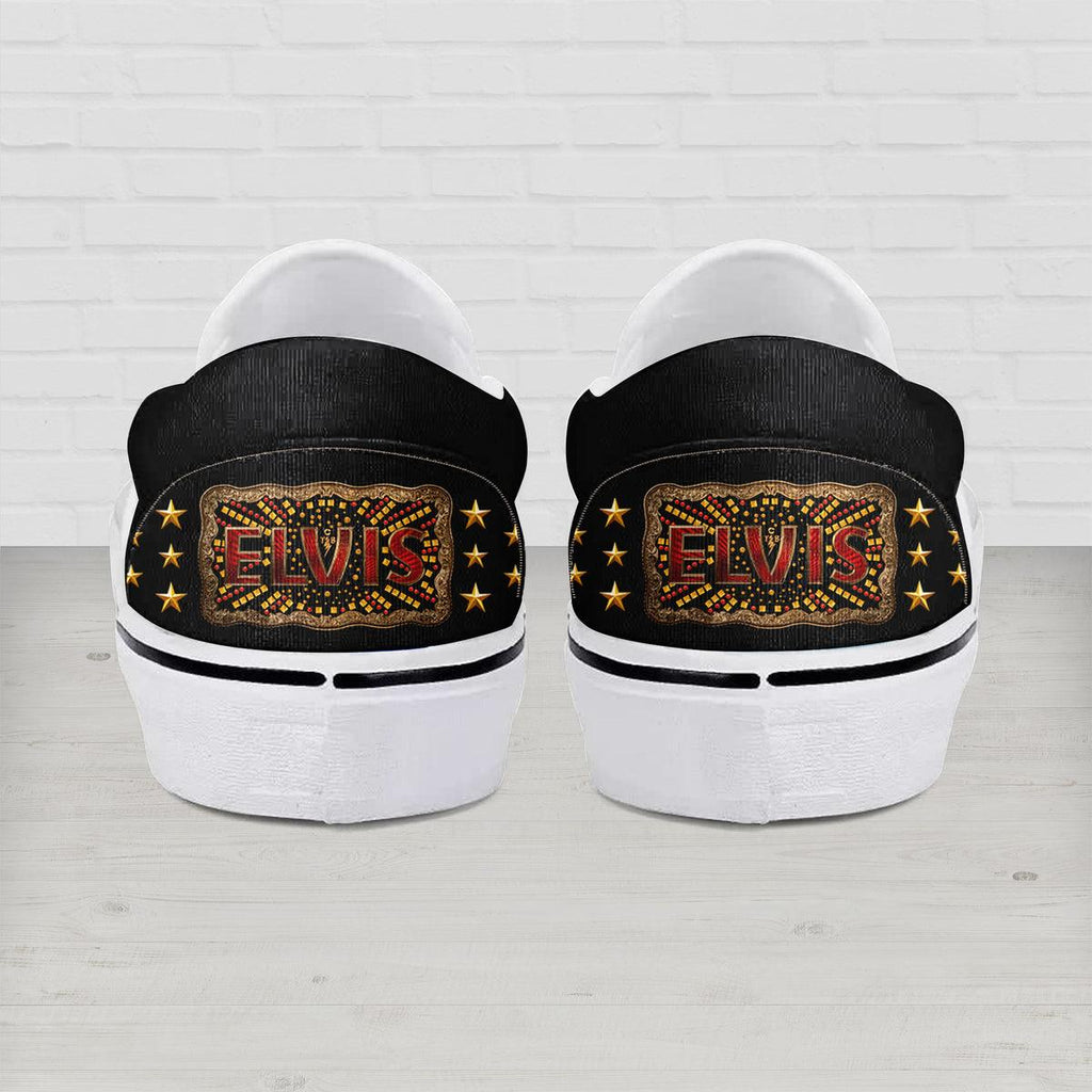 OodieGang Elvis Aloha Black Slip On Shoes - OodieGang.com