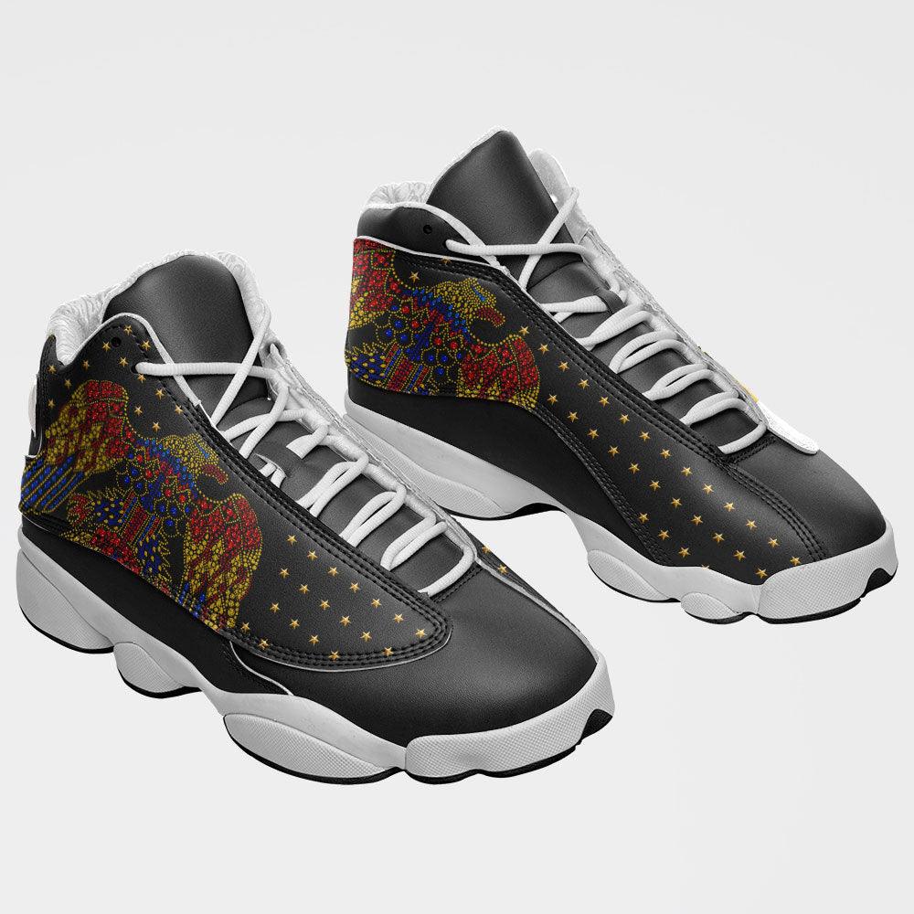 OodieGang Elvis Aloha Eagle Unisex AJ13 Shoes Black - OodieGang.com