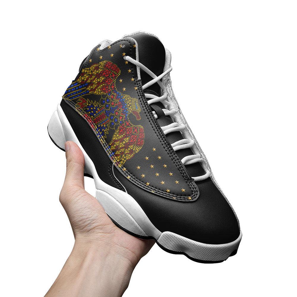 OodieGang Elvis Aloha Eagle Unisex AJ13 Shoes Black - OodieGang.com