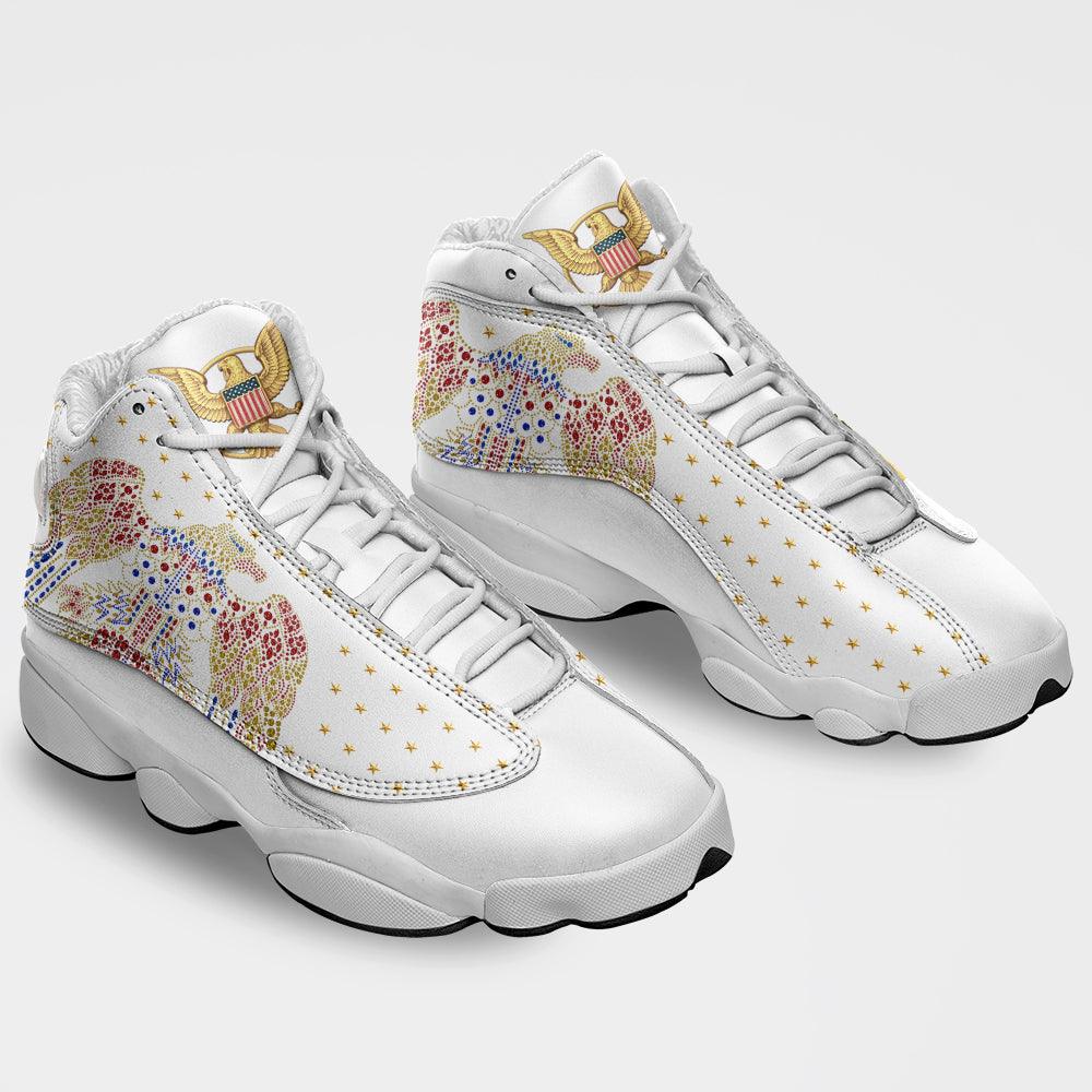 OodieGang Elvis Aloha Eagle Unisex AJ13 Shoes White - OodieGang.com