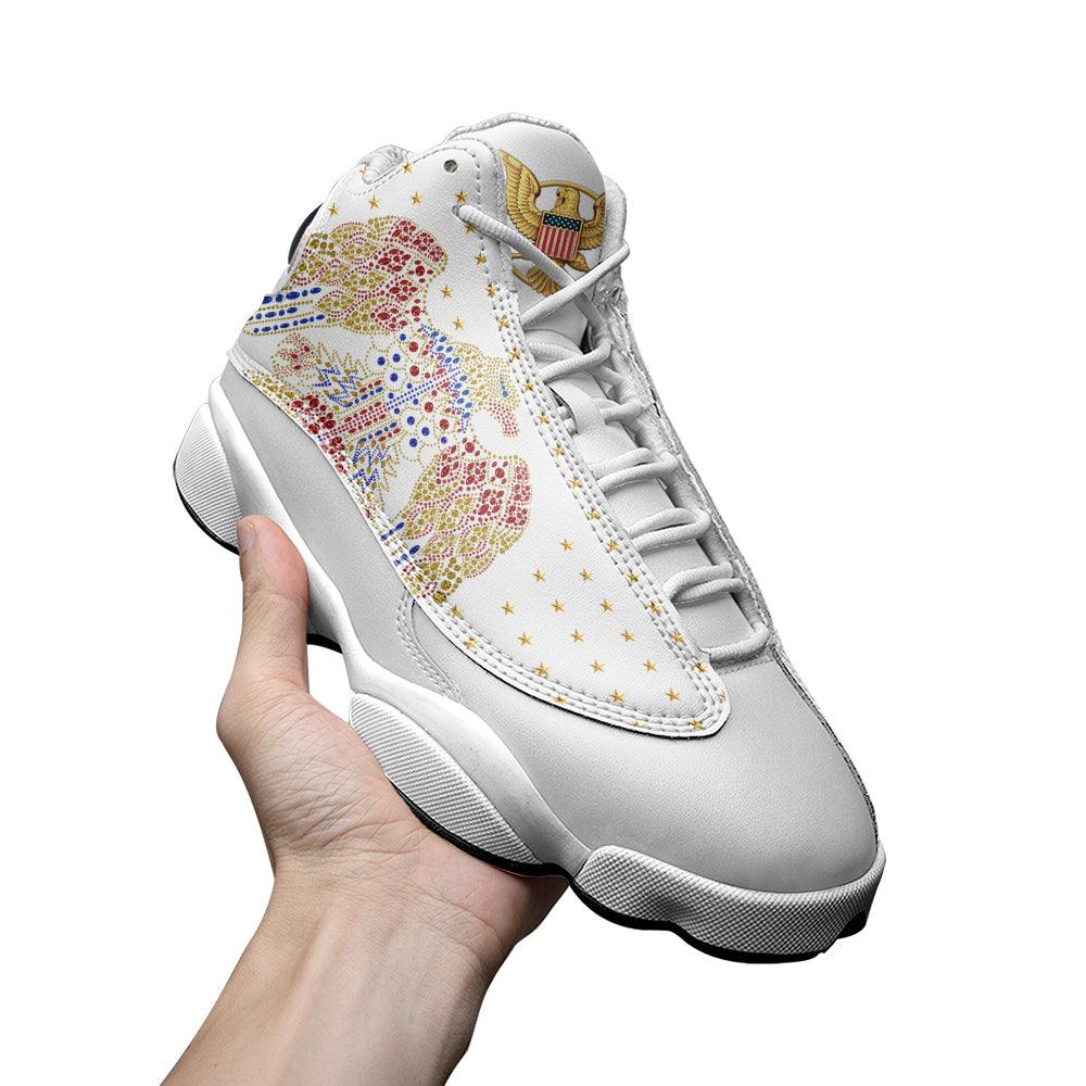 OodieGang Elvis Aloha Eagle Unisex AJ13 Shoes White - OodieGang.com