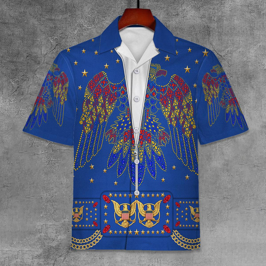 CustomsPig Elvis Aloha from Hawaii Blue Unisex Hawaii Shirt - CustomsPig.com