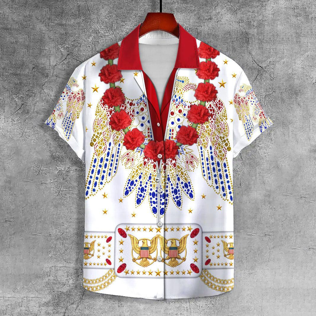 OodieGang Elvis Aloha from Hawaii Flower UNISEX CASUAL HAWAIIAN SHIRT - OodieGang.com