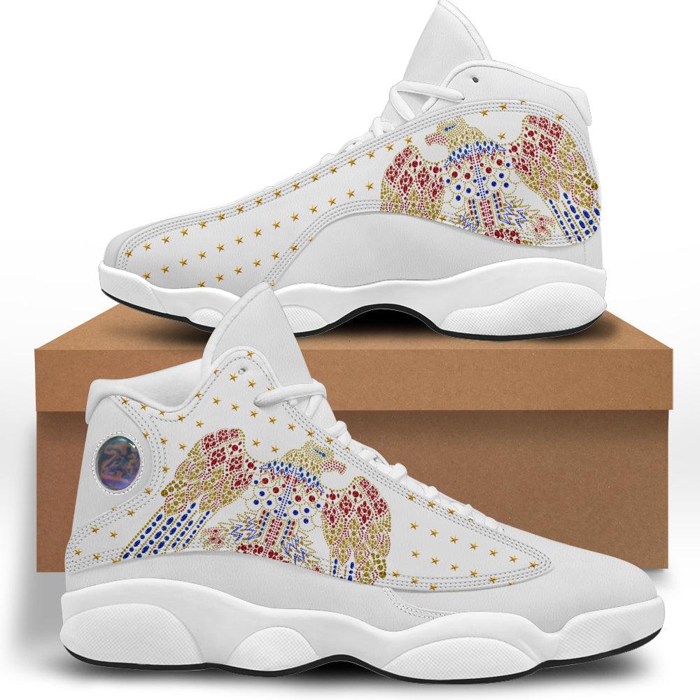 OodieGang Elvis Aloha Unisex AJ13 Shoes White - OodieGang.com