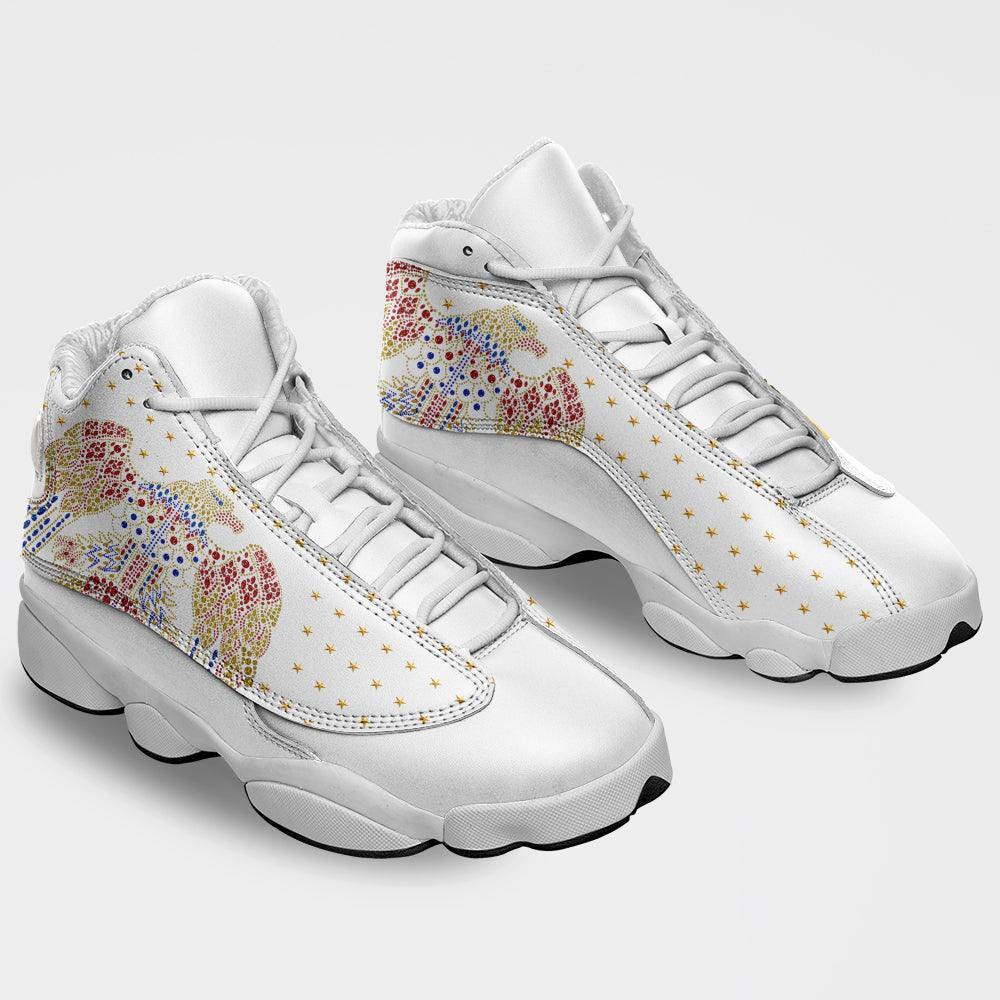 OodieGang Elvis Aloha Unisex AJ13 Shoes White - OodieGang.com