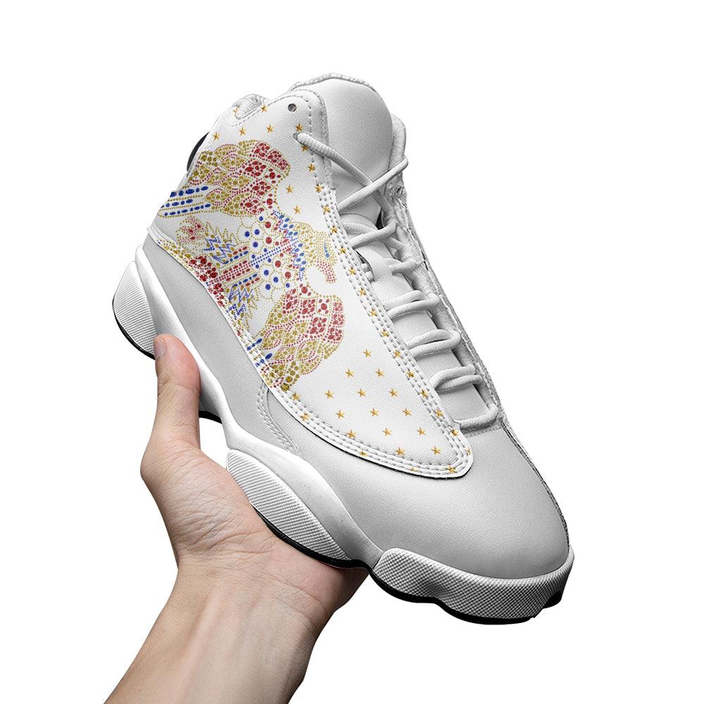 OodieGang Elvis Aloha Unisex AJ13 Shoes White - OodieGang.com