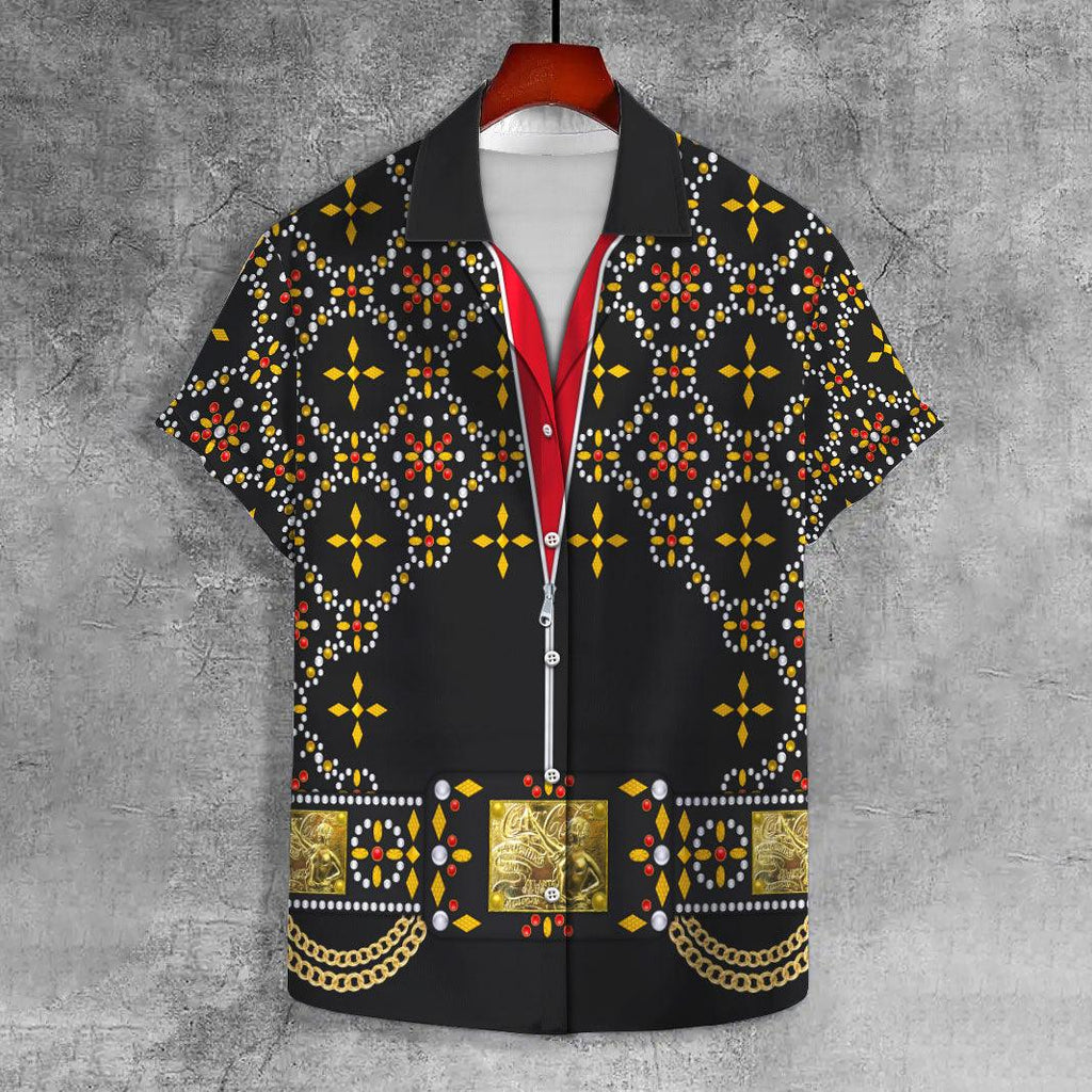 OodieGang Elvis Black Conquistador UNISEX CASUAL HAWAIIAN SHIRT - OodieGang.com