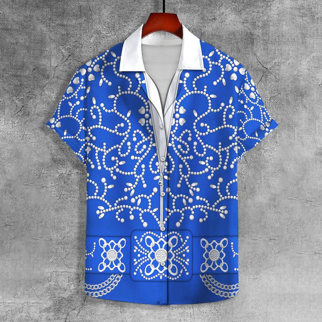 OodieGang Elvis Blue Swirl UNISEX CASUAL HAWAIIAN SHIRT - OodieGang.com