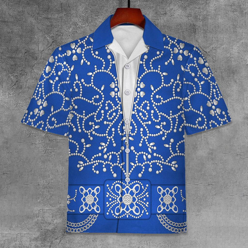 CustomsPig Elvis Blue Swirl Unisex Hawaii Shirt - CustomsPig.com