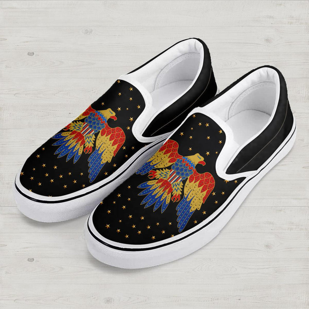 OodieGang Elvis Eagle Black Slip On Shoes - OodieGang.com