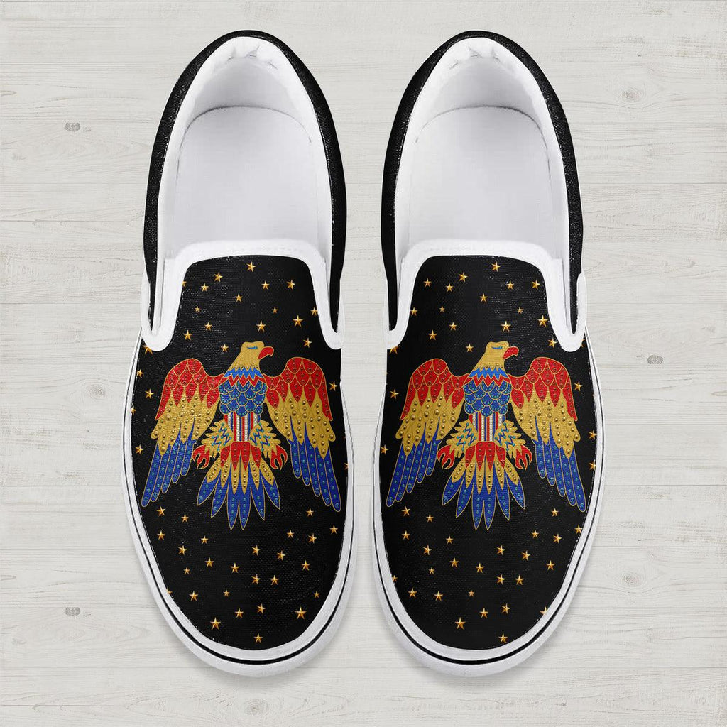 OodieGang Elvis Eagle Black Slip On Shoes - OodieGang.com