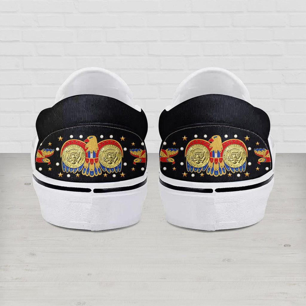 OodieGang Elvis Eagle Black Slip On Shoes - OodieGang.com