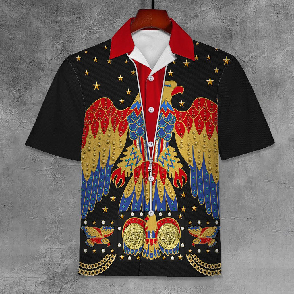 CustomsPig Elvis Eagle Black Unisex Hawaii Shirt - CustomsPig.com