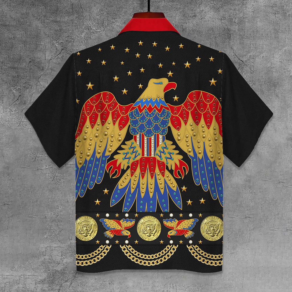 OodieGang Elvis Eagle Black Unisex Hawaii Shirt - OodieGang.com