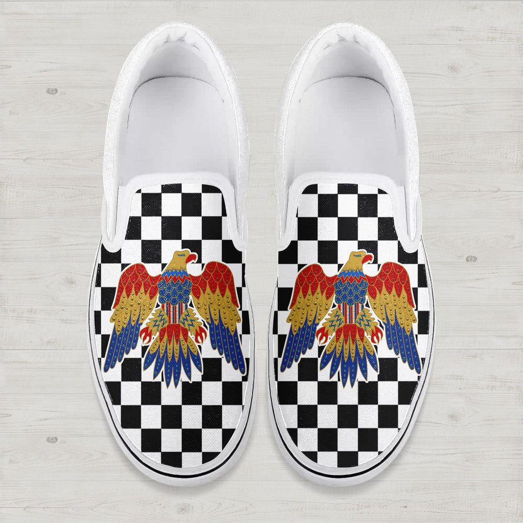 OodieGang Elvis Eagle Caro Slip On Shoes - OodieGang.com