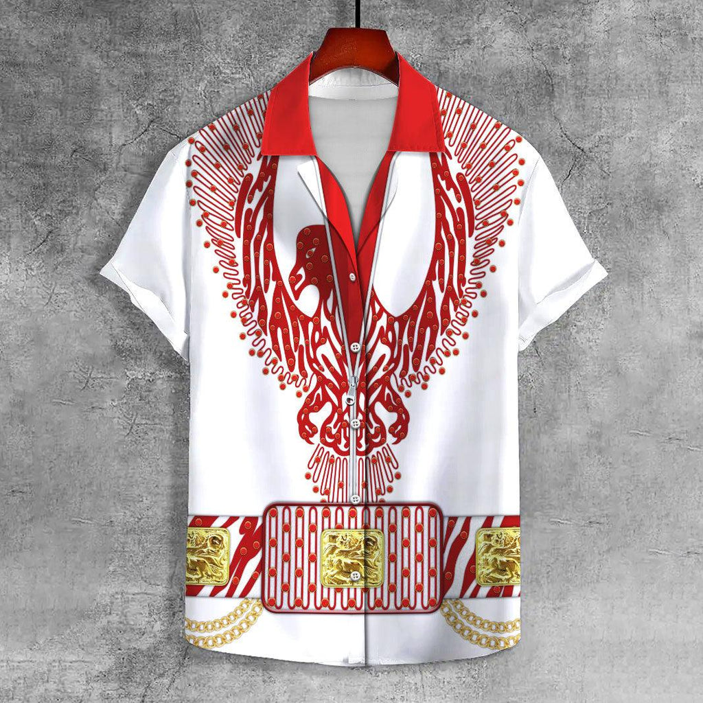 OodieGang Elvis Red Phoenix UNISEX CASUAL HAWAIIAN SHIRT - OodieGang.com