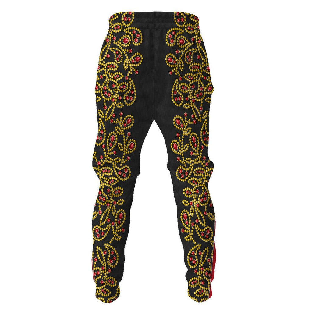 Oodiegang Elvis Spanish Flower - Black With Red Stones Costume Hoodie Sweatshirt T-Shirt Sweatpants - Oodiegang.com