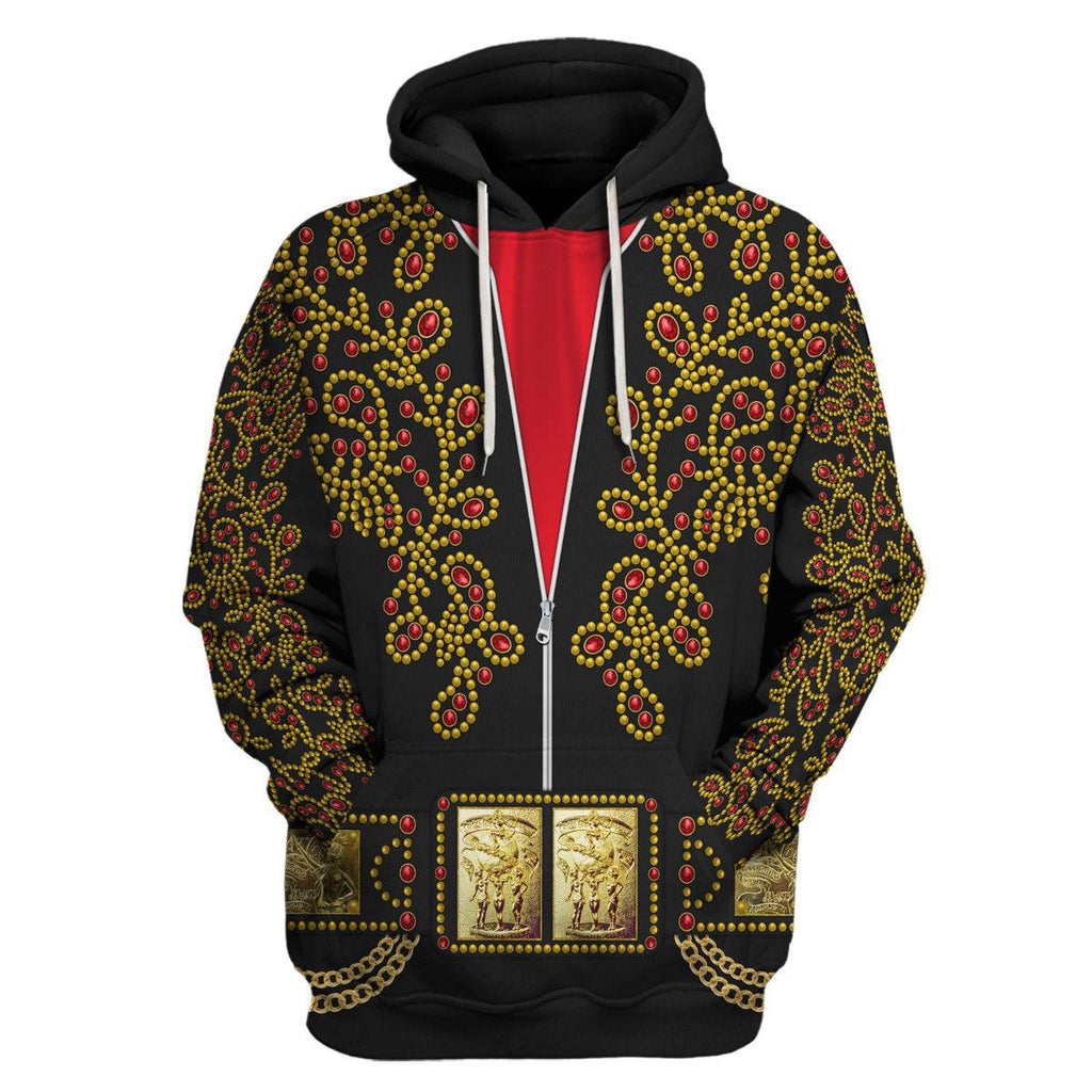 Oodiegang Elvis Spanish Flower - Black With Red Stones Costume Hoodie Sweatshirt T-Shirt Sweatpants - Oodiegang.com