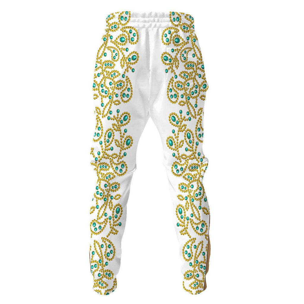 Oodiegang Elvis Spanish Flower - White With Green Stones Costume Hoodie Sweatshirt T-Shirt Sweatpants - Oodiegang.com