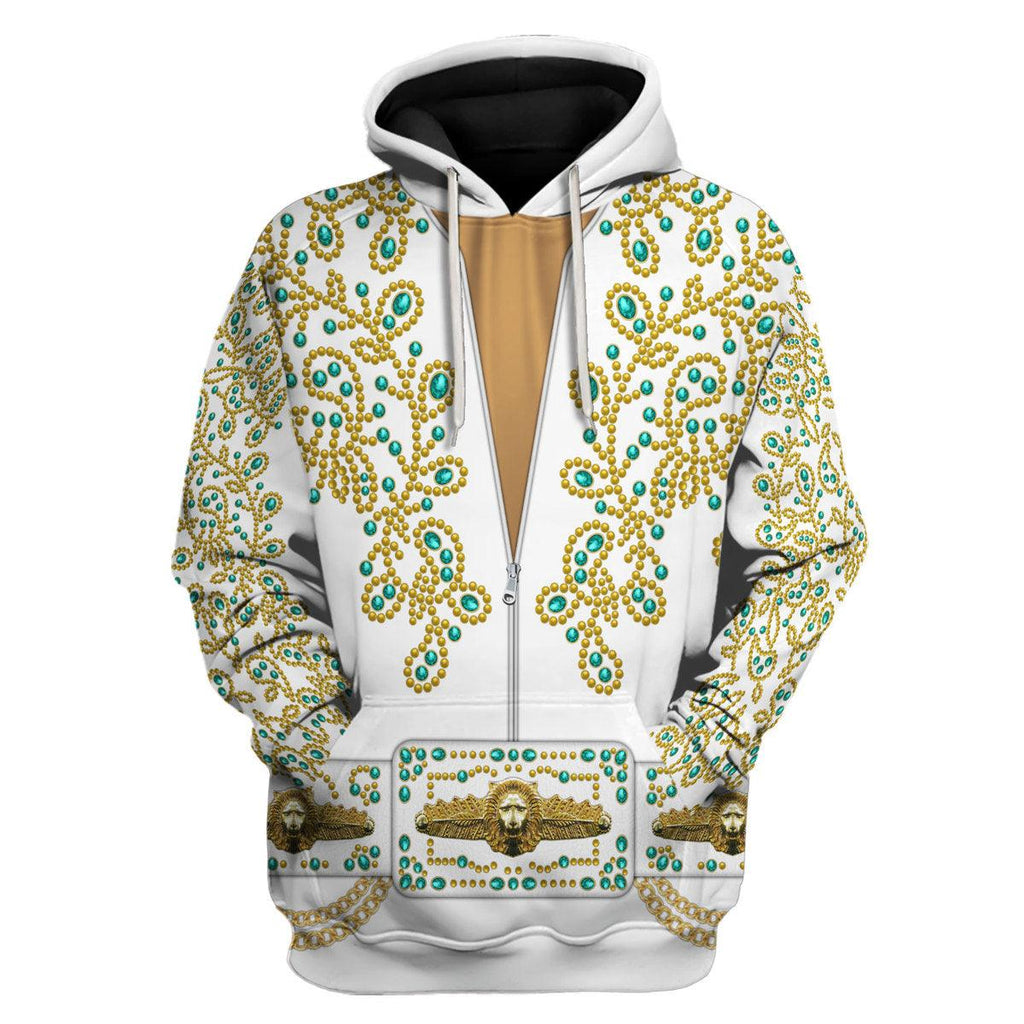 Oodiegang Elvis Spanish Flower - White With Green Stones Costume Hoodie Sweatshirt T-Shirt Sweatpants - Oodiegang.com