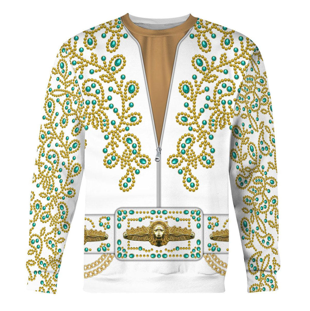 Oodiegang Elvis Spanish Flower - White With Green Stones Costume Hoodie Sweatshirt T-Shirt Sweatpants - Oodiegang.com