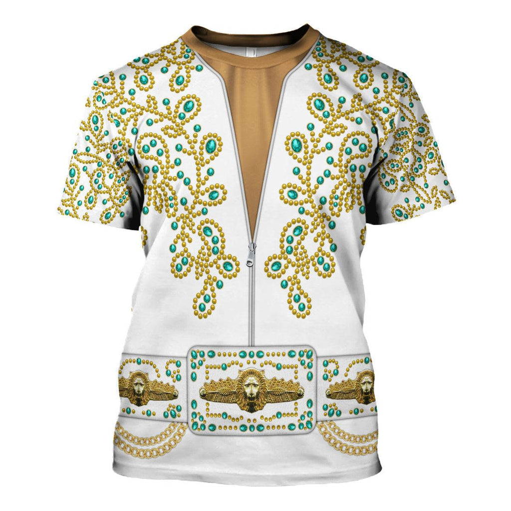 Oodiegang Elvis Spanish Flower - White With Green Stones Costume Hoodie Sweatshirt T-Shirt Sweatpants - Oodiegang.com