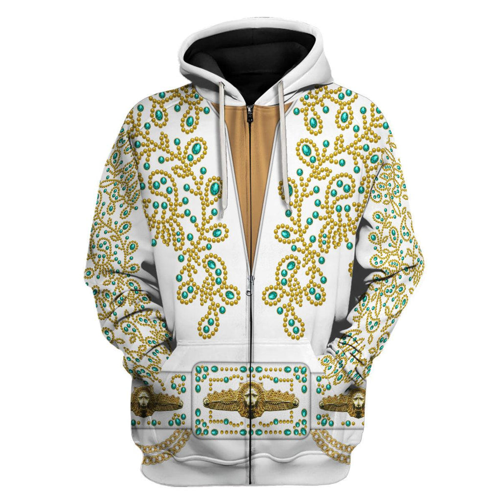 Oodiegang Elvis Spanish Flower - White With Green Stones Costume Hoodie Sweatshirt T-Shirt Sweatpants - Oodiegang.com